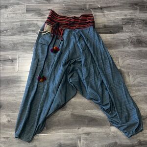 Striped Waist Harem Pants